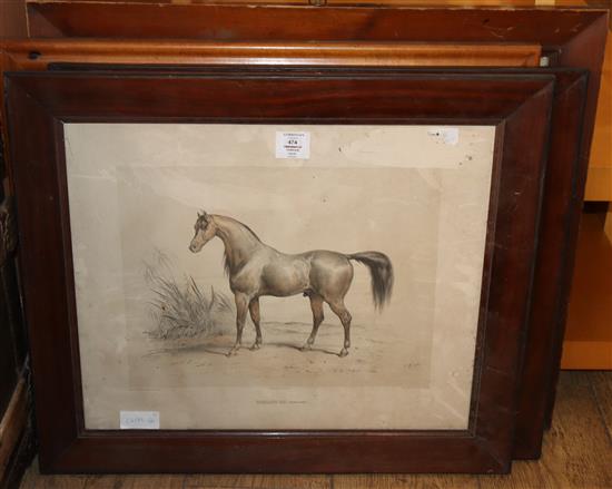 Two lithographs of racehorses and two aquatints of Hamdani (4)